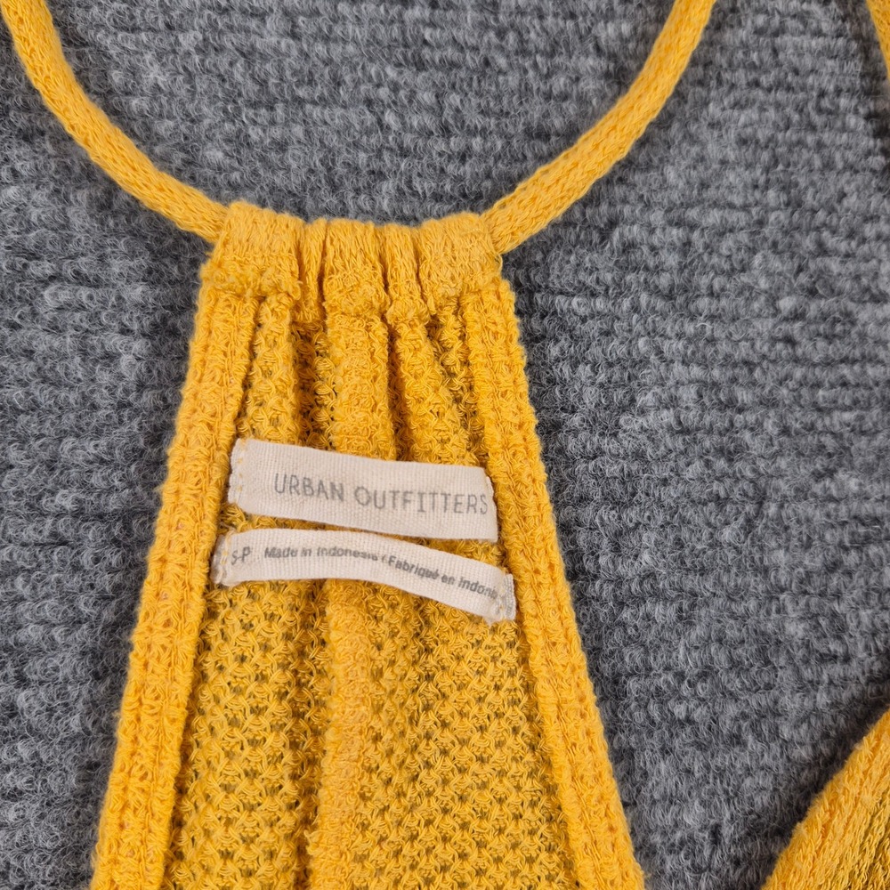 Urban Outfitters Mustard Yellow Knit Babydoll Ruffle Tank Top Racerback Cami S - Picture 2 of 5